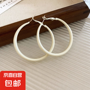 銀針早春多巴胺圓形耳圈情人節(jié)送女友禮物耳環(huán)耳墜個性設(shè)計感耳飾 銀針-白色-大號5cm