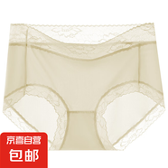 【山茶花美膚】女士內(nèi)褲聚乳酸無痕抑菌女高級性感蕾絲三角內(nèi)褲 杏黃1條 L