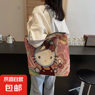 時尚休閑帆布包女時尚單肩包上班托特包手提袋拎包帆布袋卡通包包 凱帝貓 大包