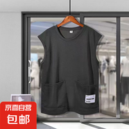 2025新款多口袋男短袖背心t恤工裝夏季寬松耐磨休閑百搭 黑色 3XL 【建議140-155斤】