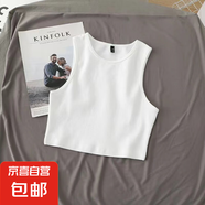 歐美風(fēng)小背心女裝高腰顯瘦內(nèi)搭T恤女彈力短款無袖打底衫女夏百搭 白色 L