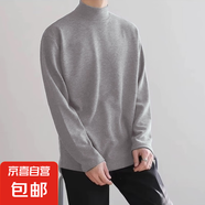 冬季美式雙面德絨打底衫男高領(lǐng)保暖衣服加絨加厚純色長(cháng)袖t恤秋衣 淺灰 XL 【適合115到130斤】