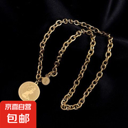 歐美ins街拍復古人像冷淡風(fēng)項鏈新款圓牌衛衣鏈百搭氣質(zhì)毛衣鏈女 金黃色 新款美人頭項鏈