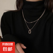 長項鏈女款新款高級感輕奢小眾飾品毛衣鏈秋冬衣服配飾潮雙層 金色幾何