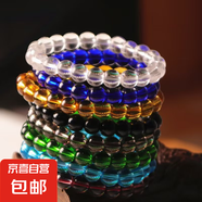 新品彩色透明玻璃珠手鏈仿玉石玻璃手鏈韓仿藍(lán)水晶冰透手鏈 1個(gè)裝隨機(jī)【仿玉石玻璃手鏈】