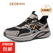 【GEOX制造商】透氣網(wǎng)面輕便運動鞋潮流百搭男士休閑鞋舒適鞋子 黑碳灰 43