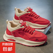 【開(kāi)學(xué)必備潮鞋】男鞋2025新款青少年板鞋厚底增高運動(dòng)老爹鞋男 BK253【紅色】 39