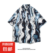 夏威夷花襯衫復古港風(fēng)潮流寬松休閑風(fēng)百搭沙灘度假風(fēng)情侶短袖襯衣 3123 3XL