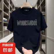 2025夏季新款短袖T恤男士精梳美式重磅寬松圓領(lǐng)上衣休閑百搭T-068 T-068A053短袖 黑色 XL