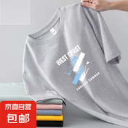 【吸濕透氣不起球】男士短袖t恤冰絲夏季圓領打底衫休閑百搭帥氣 短袖 WEST 淺灰色 3XL