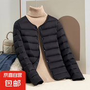 輕薄棉服女保暖內(nèi)膽短款大碼顯瘦外套秋冬圓領(lǐng)外套女裝 黑色 3XL 建議110-125斤