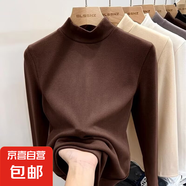 雙面德絨保暖加厚半高領(lǐng)打底衫女內(nèi)搭秋冬長(zhǎng)袖t恤女上衣新款 咖啡色 3XL