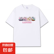 拉布布印花短袖t恤女2025夏季新款印花寬松圓領(lǐng)半袖打底衫情侶T恤 四格拉布布五分袖圓T白色 2XL