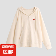 拉鏈衛(wèi)衣外套女春秋款2025新款爆款女裝連帽開(kāi)衫早春休閑大碼上衣 奶白色 （圖案隨機(jī)） XL 【挺括有型】
