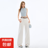 延芮2025夏季窄版闊腿褲小個(gè)子白色薄款高腰收腹顯瘦寬松拖地牛仔 白色【長(zhǎng)褲158-164cm拍】 CS0822 XL 【120-130斤】