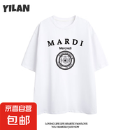 220克純棉Mardi短袖四葉草印花圓領(lǐng)短袖美式徽章夏季百搭T恤上衣 白色 L