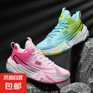 正品男孩鴛鴦籃球鞋女孩網(wǎng)面透氣青少年實戰(zhàn)摩擦有聲音運動鞋會響 金正豪895白粉+白月鴛鴦 39