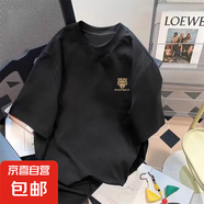 印花短袖t恤男2025夏季潮牌簡約印花半袖潮流寬松圓領(lǐng)上衣打底衫D 夏西龍364黑色 L