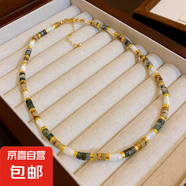 法式巴洛克褶皺水滴珍珠吊墜項鏈復(fù)古設(shè)計感串珠鎖骨鏈小眾簡約女 24#項鏈-咖色-白色