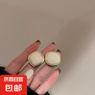 銀針法式花朵愛心珍珠耳釘優(yōu)雅高級感復(fù)古耳環(huán)小眾氣質(zhì)新款耳飾女 22#銀針-白色-方形
