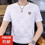 特價撿漏t恤男夏季高端冰絲時尚透氣男士圓領(lǐng)短袖T恤百搭潮男上衣 零柒伍伍313白色 3XL 【150-165斤】