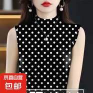 背心t恤女2025夏季新款打底衫半高領無袖內(nèi)搭上衣女短袖 黑色 E97 XL 110-120斤
