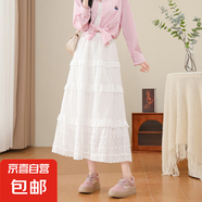 蕾絲花邊蛋糕半身裙女春夏甜美蓬蓬裙小個(gè)子腰顯瘦a字半截裙 白色-常規(guī)款 XL