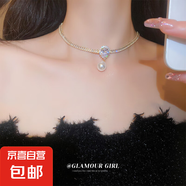韓國氣質(zhì)愛心蝴蝶珍珠流蘇項鏈小眾時尚高級感鎖骨鏈百搭項飾批發(fā) 17#項鏈-金色（真金電鍍）