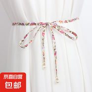 小碎花棉布細(xì)腰帶女配連衣裙子時尚百搭裝飾腰鏈打結(jié)長腰繩窄布條 綠色