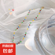 彩色串珠愛(ài)心花朵鋯石項(xiàng)鏈女甜酷辣妹風(fēng)鎖骨鏈小眾設(shè)計(jì)感新款配飾 方糖水晶項(xiàng)鏈