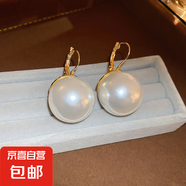 銀針大珍珠圓圈耳環(huán)時尚小眾夸張氣質(zhì)高級感耳釘法式復(fù)古百搭耳飾 88#耳扣-白色珍珠