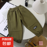 秋冬季新款兒童衛(wèi)褲寶寶寬松休閑褲男女童韓版百搭華棉束腳褲 軍綠色 160 160cm