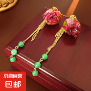 銀針不規(guī)則珍珠復(fù)古耳環(huán)小眾設(shè)計感法式耳釘耳墜時尚氣質(zhì)耳飾批發(fā) 129#銀針-綠色-紫色