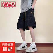 NASA BASE迷彩工裝短褲男士寬松純棉休閑大碼五分褲青少年中褲子 JYF-H33黑色迷彩 4XL