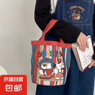 可愛插畫手提包媽咪便當(dāng)包袋拎包童趣涂鴉帆布包 兔子棒球
