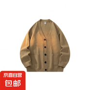 針織開衫外套男秋季慵懶風(fēng)v領(lǐng)毛衣oversize韓系寬松休閑上衣 D38開衫毛衣駝色-XZ 2XL【建議155-180斤】