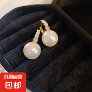 銀針大珍珠圓圈耳環(huán)時尚小眾夸張氣質(zhì)高級感耳釘法式復(fù)古百搭耳飾 92#耳扣-金色-白色珍珠