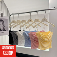 辣妹純欲褶皺吊帶背心女夏季細(xì)肩帶內(nèi)搭甜辣風(fēng)無(wú)袖小上衣外穿顯瘦 粉色 均碼 70-110斤