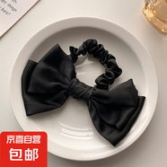 丸子頭蝴蝶結(jié)發(fā)圈女高級(jí)感發(fā)飾氣質(zhì)百搭高彈性扎頭繩不傷發(fā)橡皮筋 黑色蝴蝶結(jié) 1件
