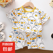 【男寶夏季套裝】男童短袖卡通印花兒童兩件套衣服套裝純棉短袖 Z-13滿花鴨短袖套裝 80 建議70cm身高左右