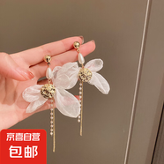 銀針鑲鉆水晶珍珠耳環(huán)歐美復古輕奢長款耳墜清新甜美高級感耳飾女 6#銀針-白色珍珠蝴蝶結(jié)