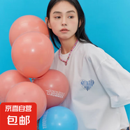 【重磅純棉】短袖t恤時(shí)尚印花白上衣情侶裝男女同款寬松潮流半袖 白色藍(lán)心 XL 【125-140斤】