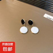 銀針不規(guī)則珍珠復(fù)古耳環(huán)小眾設(shè)計感法式耳釘耳墜時尚氣質(zhì)耳飾批發(fā) 7#銀針-黑色幾何