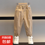 男童褲子春秋裝2025新款洋氣寶寶春秋季長褲兒童男孩休閑褲 卡其色 120