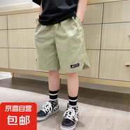 男童夏季薄款褲子2025新款兒童韓版工裝中短褲休閑速干褲五分褲潮 豆沙綠 150