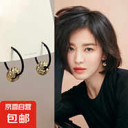 黑色耳環(huán)女復(fù)古港風(fēng)耳墜秋冬耳釘小眾設(shè)計(jì)感獨(dú)特耳圈氣質(zhì)耳飾 金屬打結(jié)耳環(huán)