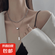法式復古雙層疊帶項鏈女 高級感不掉色冷淡風時尚潮流鎖骨鏈 雙層疊戴咖啡豆項鏈-(1條）