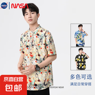 NASALIKE2025夏季薄款漸變色花紋寬松休閑花襯衣日系半袖上衣服 蜜合黃 -NASA-2361襯衫 XL 【120-130斤】