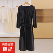 品牌折扣店剪標撤柜【嵐】氣質(zhì)修身收腰圓領(lǐng)連衣裙2025春裝新款 烏黑 L 165/88A(L)