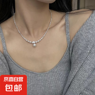 法式巴洛克褶皺水滴珍珠吊墜項鏈復古設計感串珠鎖骨鏈小眾簡(jiǎn)約女 10#項鏈-銀色